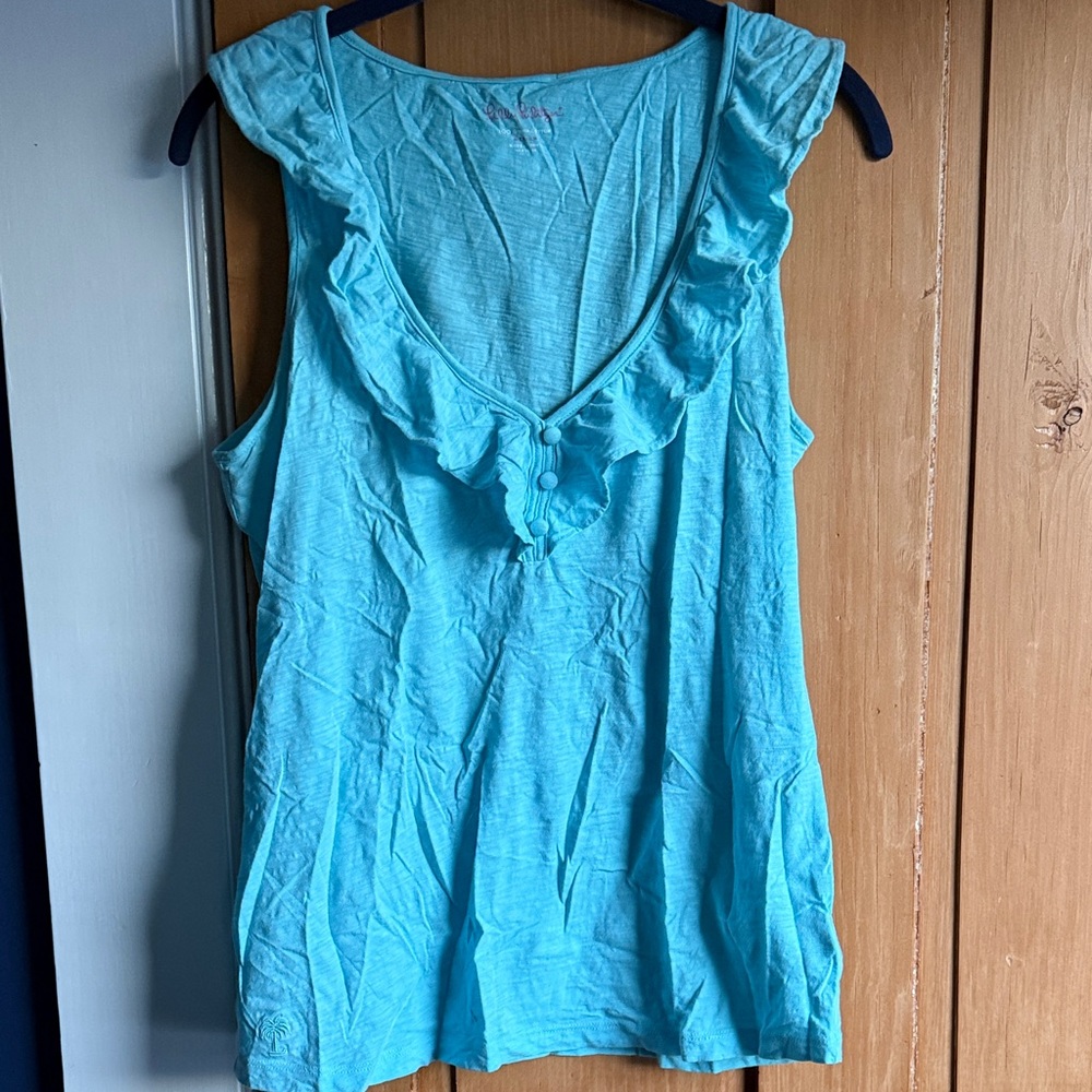 Lilly Pulitzer Turquoise Ruffled Blouse - Picture 5 of 6